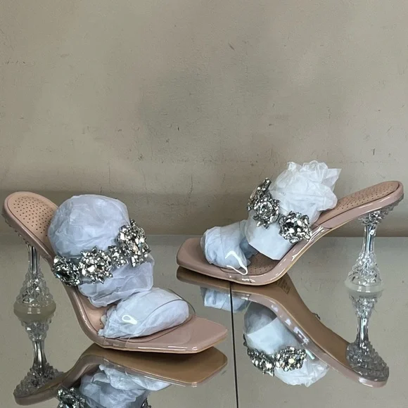 Cinderella Rhinestone Embellished Mule Heel - Picture 1 of 12